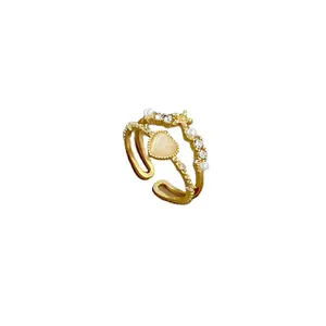 Cincin mewah ringan Korea, perhiasan cincin zirkonia set mikro rasa desain pribadi dapat disesuaikan