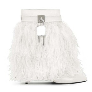 Fringes Stiletto Women High Thin Heels Short Booties Girl's Pointed Toe Ankle <b>Boots</b> Metal Shark Lock Shoes - Product Image 5