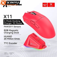 Ratón Inalámbrico RGB X11 ODM/OEM con 2.4G PAW3311, Tres Modos, Base de Carga Magnética para Computadora Portátil, PC y Escritorio