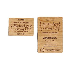 Unfinished Birch Veneer Card Laser Engraved Wedding Invitation Handmade Eco-Friendly Wood Crafts for Weddings Boxes & Wall Signs