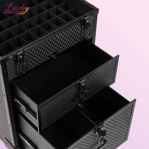 Black Rolling Nail Art <strong>Case</strong> Professional Trolley Cosmetic <strong>Case</strong> with Lockable Drawers Large <strong>Case</strong> on Wheels for Makeup Artist - Product Image 6