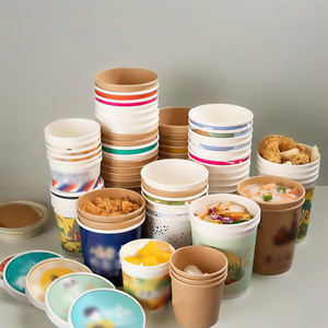 Bol en papier personnalisé avec logo pour soupe, bouillie, crème glacée, qualité alimentaire, vente en gros - Product Image 2