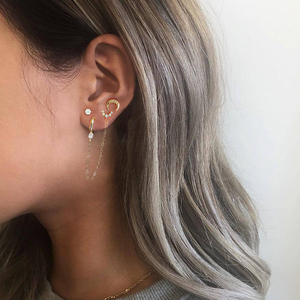 Pendientes Largos ROXI con Diseño de Luna y Diamantes de Imitación para Mujer, Pendientes con Borlas Brillantes en Forma de Luna Creciente - Product Image 4