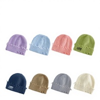 Gorro de punto rasgado de color liso, estilo retro, para otoño-invierno, tendencia urbana, personalizable con logo, de Van Sally Cross-border.