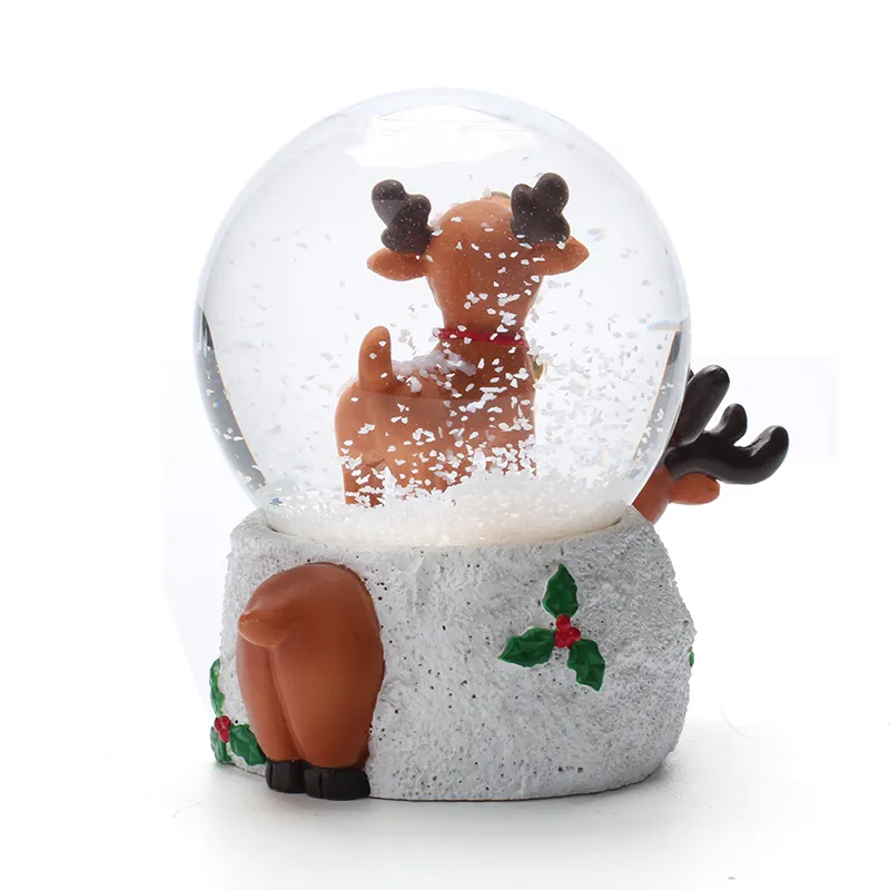 Custom Resin Made From Christmas Deer Statue In Snowglobe Crystal