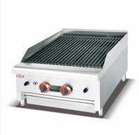 24 Kompor Gas LPG Radiant Charbroiler Komersial Stainless Steel Lava Rock Grill dengan Daya 5000-10000W