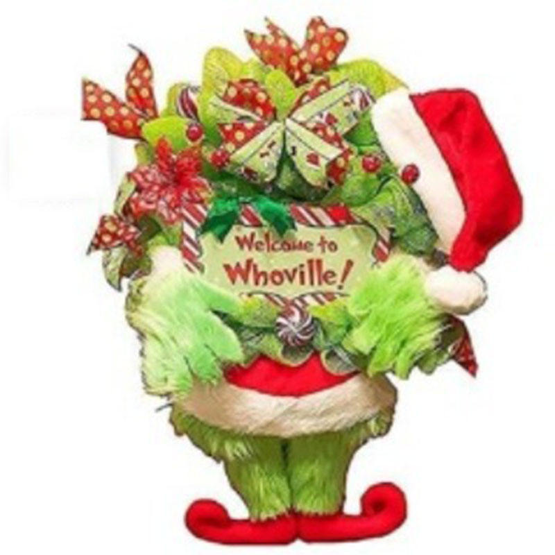 Grinch flower wreath