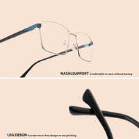 Lunettes de vue unisexe style classique carré ROBO RTM-2603 semi-cerclées à verres transparents, monture à ressort à motif floral uni/à rayures