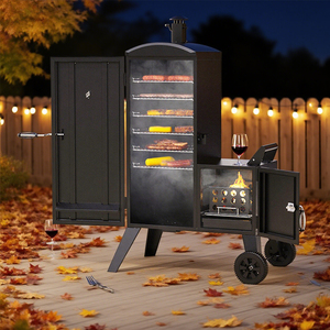 Ahumador Vertical de Carbón Estilo Americano Moderno, Parrilla de Barbacoa Estilo <span class=keywords><strong>Texas</strong></span> Comercial, Construcción de Acero Inoxidable, Altura Ajustable - Product Image 5