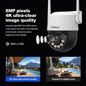 Vente en gros <span class=keywords><strong>Srihome</strong></span> SH072 8MP extérieur AI caméra de sécurité WiFi sans fil à suivi automatique - Product Image 6