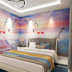 Tv Fond Mur Papier Peint Moderne Simple 8d Tridimensionnel Mouette Murale Salon Film Et Télévision Revêtement Mural - Product Image 4