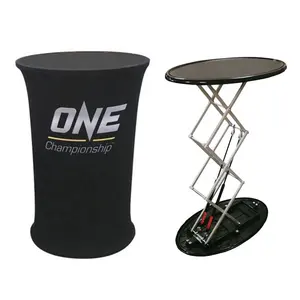 Trade Show Lift Pop Up Table Display Stand Folding Oval Pop Up Bar Promotion Counter