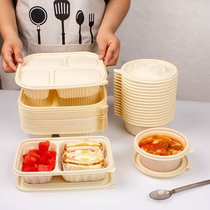 Boîte à emporter écologique en amidon de maïs jetable, conteneur alimentaire compostable avec couvercles - Product Image 1