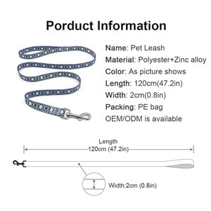 Laisse pour chien en nylon à motif géométrique, réfléchissante, style classique pour chiens - Product Image 2