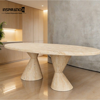 Table basse ronde moderne en travertin naturel, mobilier d'extérieur de luxe pour hôpitaux et cafés