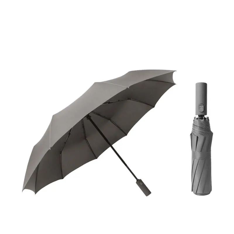 مظلة مخصصة 10 عظام أوتوماتيكية بمقبض طويل مظلة شمسية قوية كبيرة مقاس كبير للرجال والنساء بمقبض من الخشب الصلب