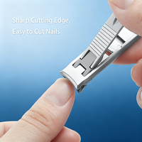 Coupe-ongles professionnel multifonctionnel à double tête, lame tranchante, anti-éclaboussures, en acier inoxydable, pliable, pour ongles larges