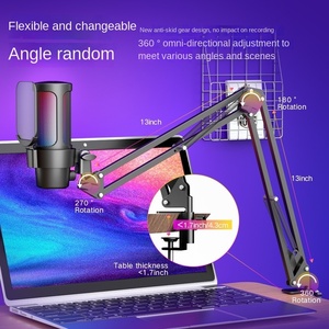 Chơi Game USB Microphone cho PC với cánh tay, kim loại mic cho gamer tiếng ồn hủy bỏ ngưng Microphone với Gain, cảm ứng câm, màn hình, <span class=keywords><strong>r</strong></span> - Product Image 2