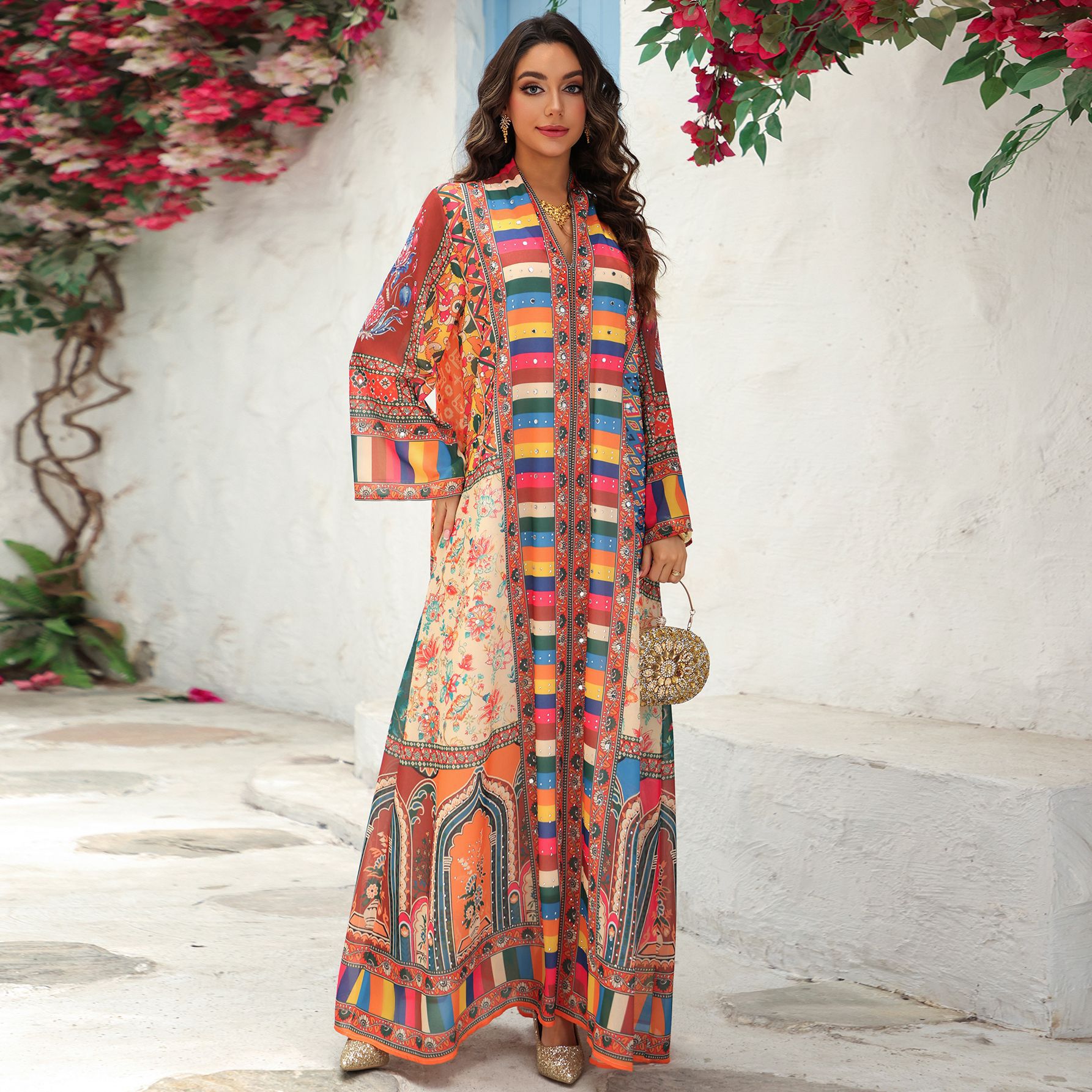 winter kaftan dress Xdegoge Women's Linen Contrast V Neck Maxi Dresses Long Sleeve Casual Loose  Fit Kaftan Dress Fall Winter Holiday Vacation Flowy Soft Comfortable Tunic  Solid Sundress