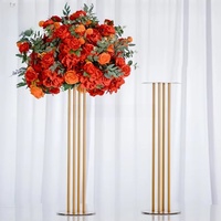Support à fleurs en métal rond doré pour mariage, décoration de fête, centre de table
