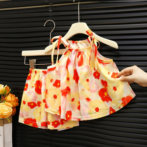 Conjunto de Ropa de Verano 2025 para Niñas: Conjunto de Ropa Infantil Chic y Moderno con Pantalones Anchos sin Mangas para Niñas Pequeñas - Product Image 2