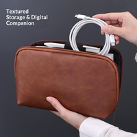 Sac de rangement numérique en PU pour voyage d'affaires, pochette multifonction, organisateur de câbles de données, étanche - Offre Spéciale