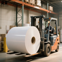 Rouleaux Jumbo de Vinyle Blanc Auto-Adhésif 60-80gsm Papier de Libération en Silicone Glassine Autocollants Thermofusibles Sensibles à la Pression Unique