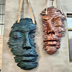 Estatua Gigante de Metal Fundido, Escultura Facial de Bronce, Decoración de Pared, Gran Estatua Artística Abstracta de Bronce Antiguo - Product Image 5