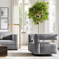 Fauteuil pivotant en tissu, fauteuil cube moderne rembourré, fauteuil de détente individuel pour salon