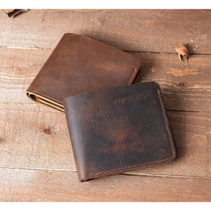 Vintage Genuine Leather Crazy Horse Leather <b>Card</b> <b>Holder</b> <b>Wallet</b> Men Trifold Slim Coin Purse <b>Wallet</b> - Product Image 6