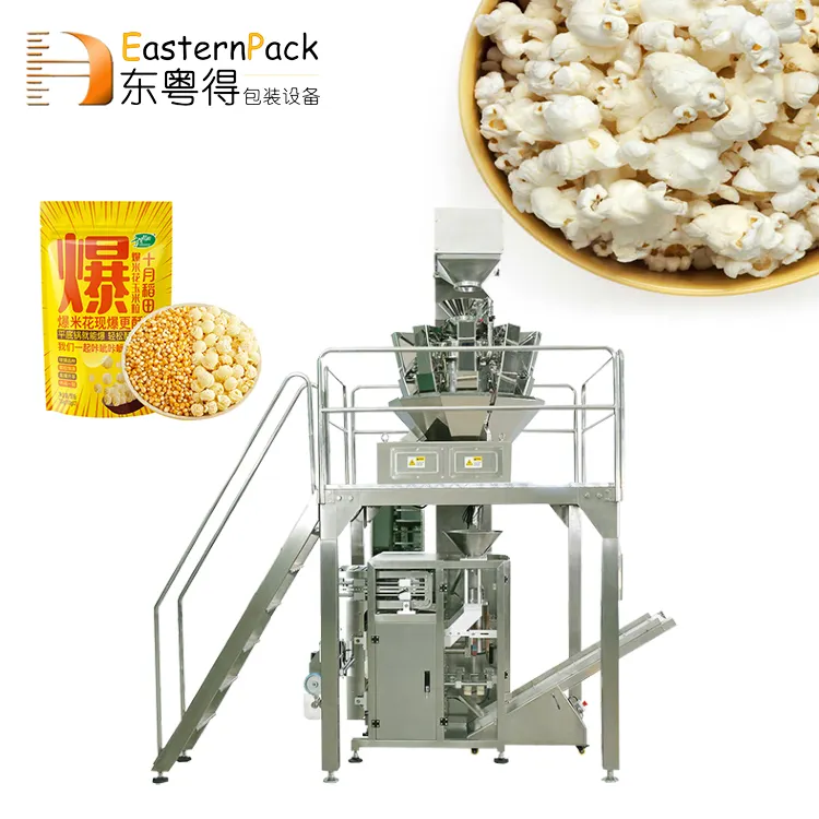 Automatic multi-function multihead weighing packing french fries snacks food pop corn popcorn packaging machine