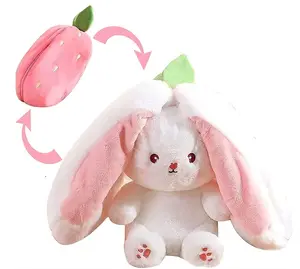Peluche créative animaux en peluche rose fraise lapin carotte fruit doux jouet lapin en peluche lapin lapin