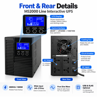 Nobreak UPS 2000VA 1600W Monophasé Interactif en Ligne Onde Sinusoïdale Pure 60Hz Batterie Externe pour Appareils Électroménagers et Ordinateurs