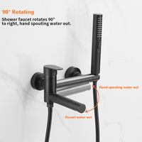 Robinets de baignoire Ensemble de douche de bain noir moderne Conception unique de mitigeur à buse rotative mural pour salle de bain