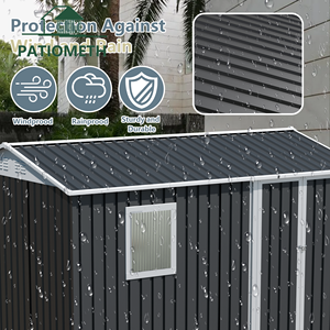 Caseta de Almacenamiento de 9x6 Pies con Ventana, Caseta de Jardín Multiusos, Caseta Metálica Resistente para Herramientas, Caseta Exterior para Patio Trasero, Directo de Fábrica - Product Image 5