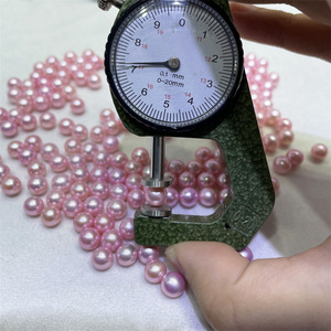 Perles de mer Akoya naturelles de 7-8 mm, semi-baroques, grises avec une forte luminosité, légères imperfections, perles nues en lin véritable - Product Image 5