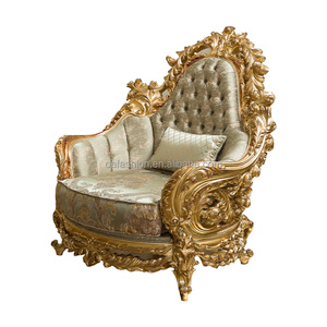 Sofá clásico de lujo para sala de estar, mueble Dorado con hoja dorada, OE-FASHION - Product Image 2