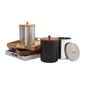 Metal & Wood Storage Large Capacity <b>Container</b> With Wooden Lid And Gold Bone Knob Decorative <b>Dog</b> <b>Food</b> Canister Dining Serving Jar - Product Image 4