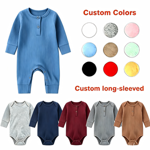 Combinaison à manches longues pour nouveau-né, personnalisable, couleurs unies, neutre, vêtements pour bébé, pyjama pour bébé - Product Image 5
