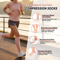 Chaussettes de compression graduée, avec revers antidérapant, évacuation de l'humidité, soutien renforcé de la voûte plantaire et des orteils, pour le sport, les infirmières et les longues périodes debout