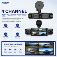Caméra embarquée SIBOYI 1080P 4 canaux multi-lentilles avec Wi-Fi intégré, écran IPS 3,16 pouces, moniteur de stationnement, contrôle par application et enregistrement en boucle