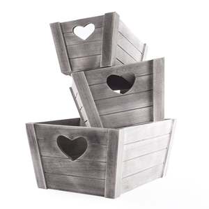 Set di 3 scatole con manico a cuore 38x28x18h cm - 33x23x16h cm - 28x18x14h cm - Product Image 1