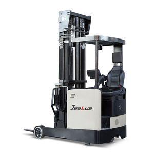 Precio de fábrica Nuevo JEAKUE <span class=keywords><strong>1.6Ton</strong></span> Reach <span class=keywords><strong>Forklift</strong></span> 8 Metros Altura de elevación Tipo sentado Batería de litio Carretilla elevadora eléctrica Reach Truck - Product Image 1