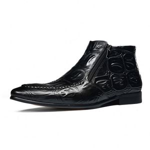 รองเท้าหนังลำลองสไตล์อังกฤษ Brook Embossed พื้นหนาเคลือบเงา ตกแต่งด้วยสีเพ้นท์ด้วยมือ สำหรับผู้ชาย ลายเสือดาว ฤดูใบไม้ร่วง - Product Image 4