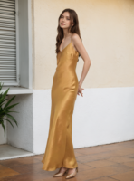 Femme Party Wear Dress Wholesale Solid Elegant Satin Evening Dress Classy Elegant Sexy Spaghetti Straps Backless Luxury Dress