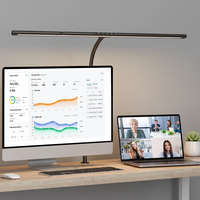 Lampe de bureau LED moderne européenne en aluminium, grand format, avec protection oculaire, col de cygne réglable, capteur de mouvement, commande tactile, flexible, pour lecture simple