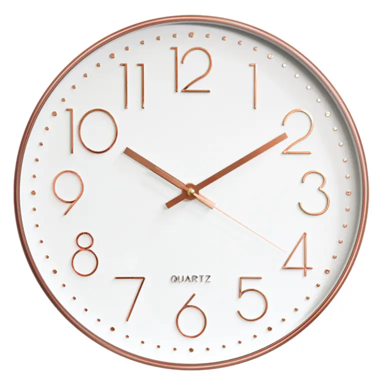 Home Decoration Simple Round Design Wall Clock Silver Classic 12 inch Cheap Plastic Wall Clock