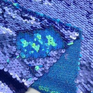 Tela de lentejuelas reversible de sirena rosa <span class=keywords><strong>azul</strong></span> bordado de malla de punto de poliéster de color de secuencia personalizada - Product Image 6