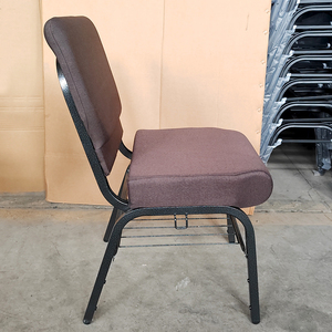 Chaises d'église empilables en métal inoxydable rembourrées avec porte-livres, confortables et imbriquées, au meilleur prix - Product Image 1