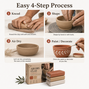 Lot de 3 pâtes à modeler en <span class=keywords><strong>poterie</strong></span>, séchage à l'air, cuisson au four, terre cuite beige et blanche, pour sculpture DIY, OEM, avec boîte cadeau kraft - Product Image 5